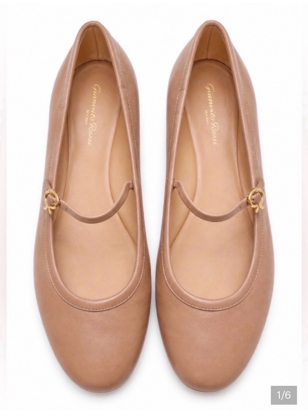 Gianvito Rossi | Carla Mary Jane Ballet Flats |Beige Leather | EU 40